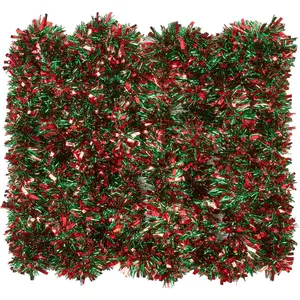 30 Ft Red and Green  Tinsel Garland Christmas Decorations Metallic Shiny Garland Ceiling  Decor Party  Twist Xmas Tree Wreath Staircase Decor Indoor Outdoor