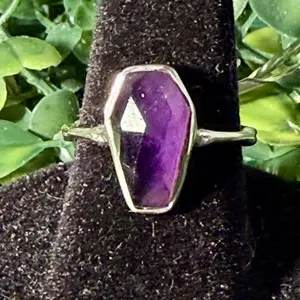 Amethyst Coffin Sterling Ring