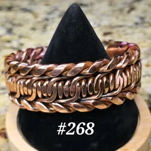 #268 Pure Copper 7 1/4" x 1  1/8"   Hand-Woven Cuff Bracelet Handmade Artisan Jewelry Unisex Gift Ready Open Cuff Design Comfortable Daily Wear