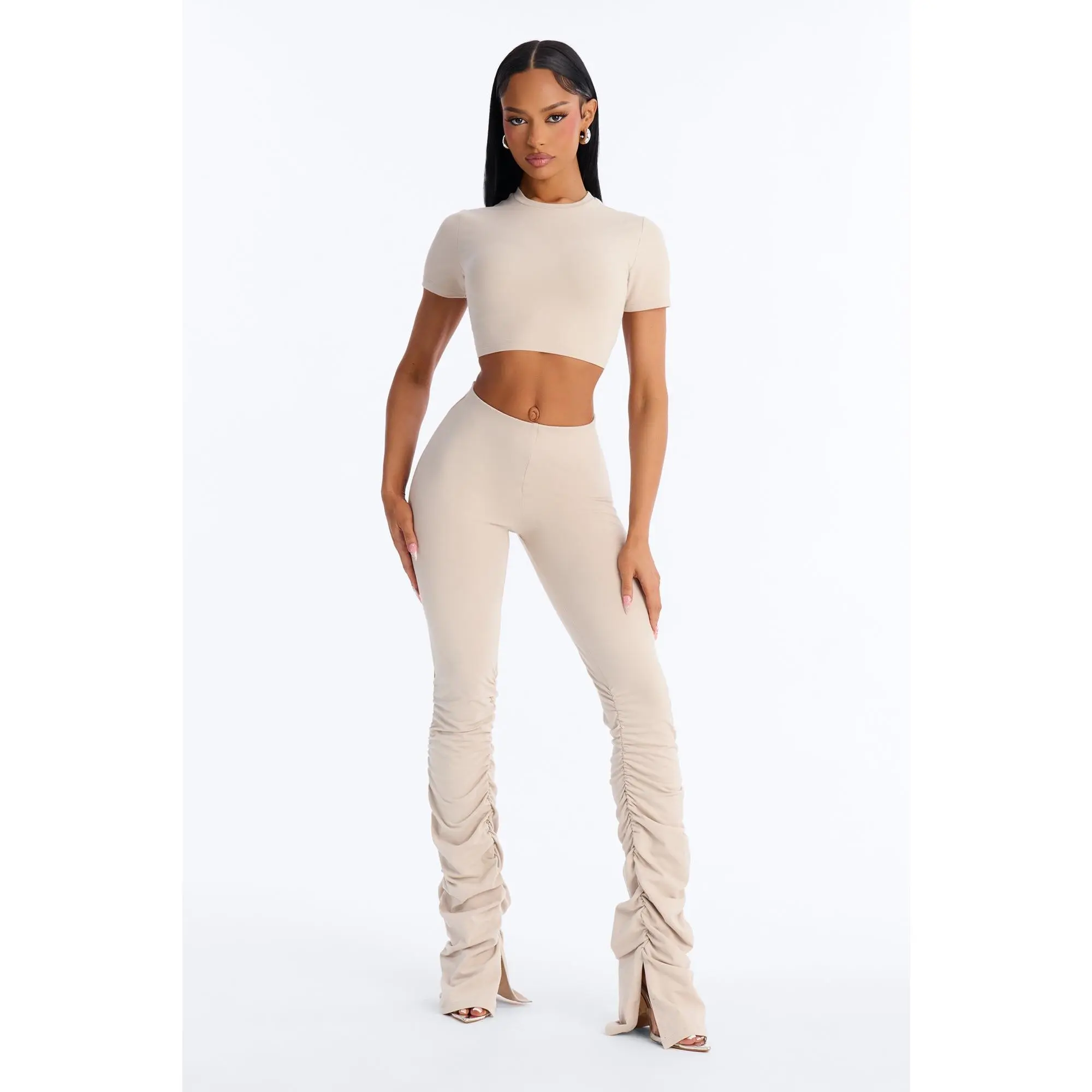 Quinn High Rise Stacked Legging - Stone