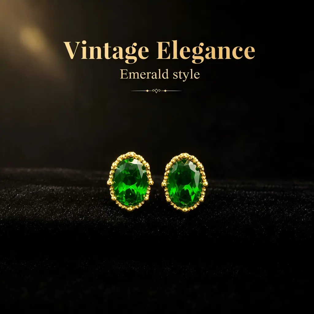 Oval Green Artificial Stone Stud Earrings Gold Tone Alloy Earrings For Women Elegant Daily Jewelry,Vintage Oval Cut Green Gemstone Stud Earrings Gold Plated Alloy Prong Setting Dainty Pierced Earrings Wedding Banquet Daily Wear Fashion Jewelry