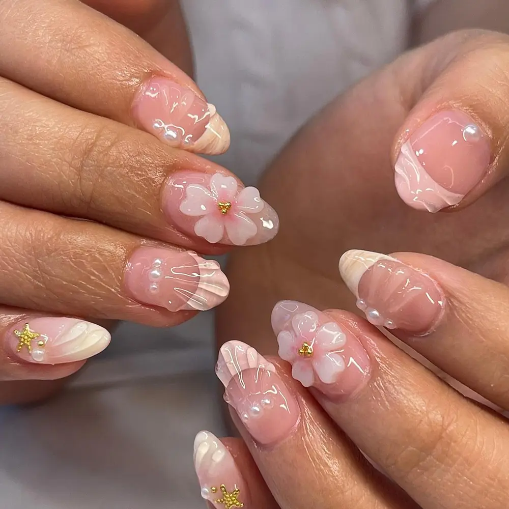 Elevate Your Style, 24pcs Short Oval French Press-On Nails, Almond Shape Acrylic False Nails Set, Easy Wear Nail Art for Women & Girls, Home Nail Art, Nail Tips Art, Nail Art DIY