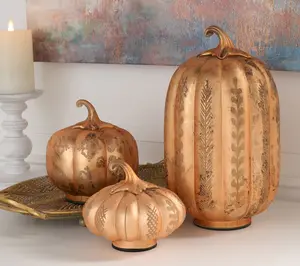 Home Reflections S/3 Etched Mercury Glass Pumpkins Home Reflections S/3 Etched Mercury Glass Pumpkins