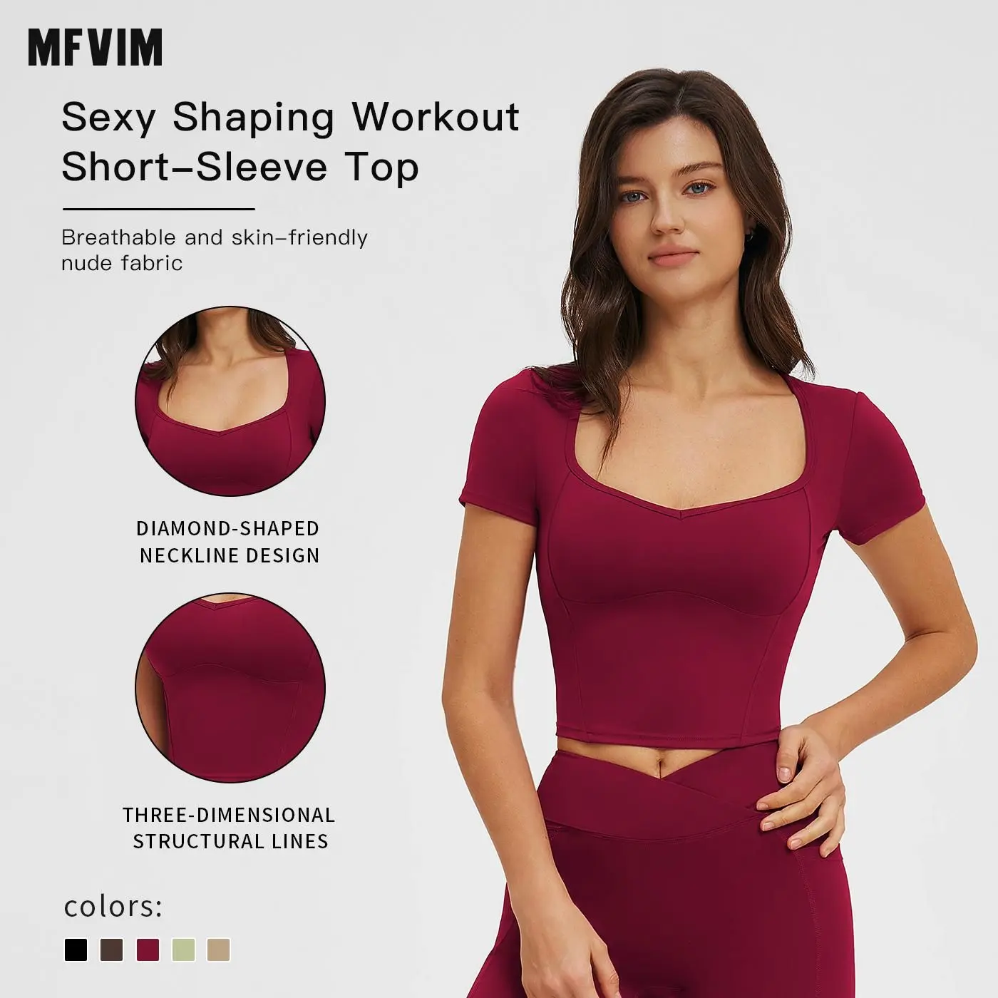 MFVIM Women's Plain Round Neck Short-Sleeve Sporty Sports Top, Quick-Drying Gym Athletic Clothes, 2026 Summer Yoga & Outdoor Running Fitness Tee, Sporty Sports Tops