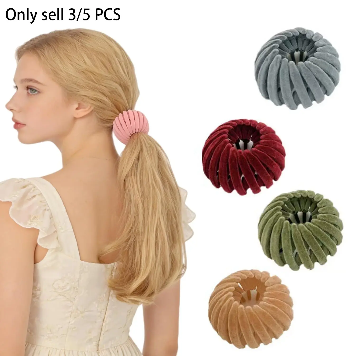 4PCS Birds Nest Hair Clip, Expandable Hair Bun Maker Hair Accessories, Retro Fashion Ponytail Holder, Multiple Colors Hair Accessories with Strong Hold, for Thin Thick Fine Curly Hair, for Workout, Office & Daily Outfit