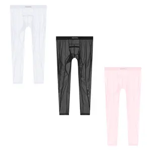 3pcs Men's Warm Ultra Thin Bottoming Sweat Unserpants Quick Dry Super Transparent High Elastic Athletic Sports Leggings Comfortable Winter Gear Base Layer Underwear Set for Everyday Wear Clothes Long Brief Slim Thigh Fit Nylon67% & Spandex33% Blend Fabric