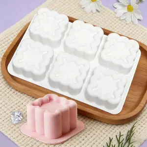 3D Square Silicone Mousse Mold, 6-Cavity Non-Stick Wave Design, Cake Tray for DIY Aesthetic Treats, French Desserts, Professional Baking Tools