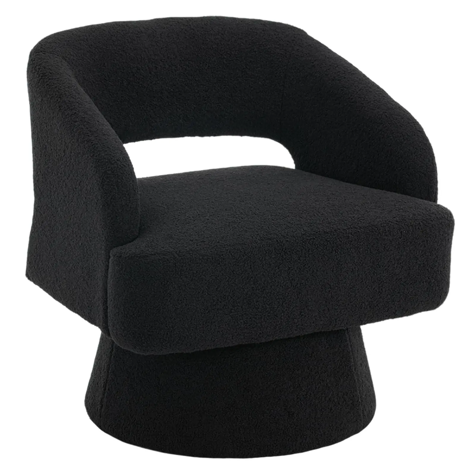 GAOMON Swivel Accent Chair, 360° Modern Swivel Barrel Chair with Open Back & Plush Foam Cushions, Comfy Round Lounge Chair for Living Room, Bedroom, Office, Black
