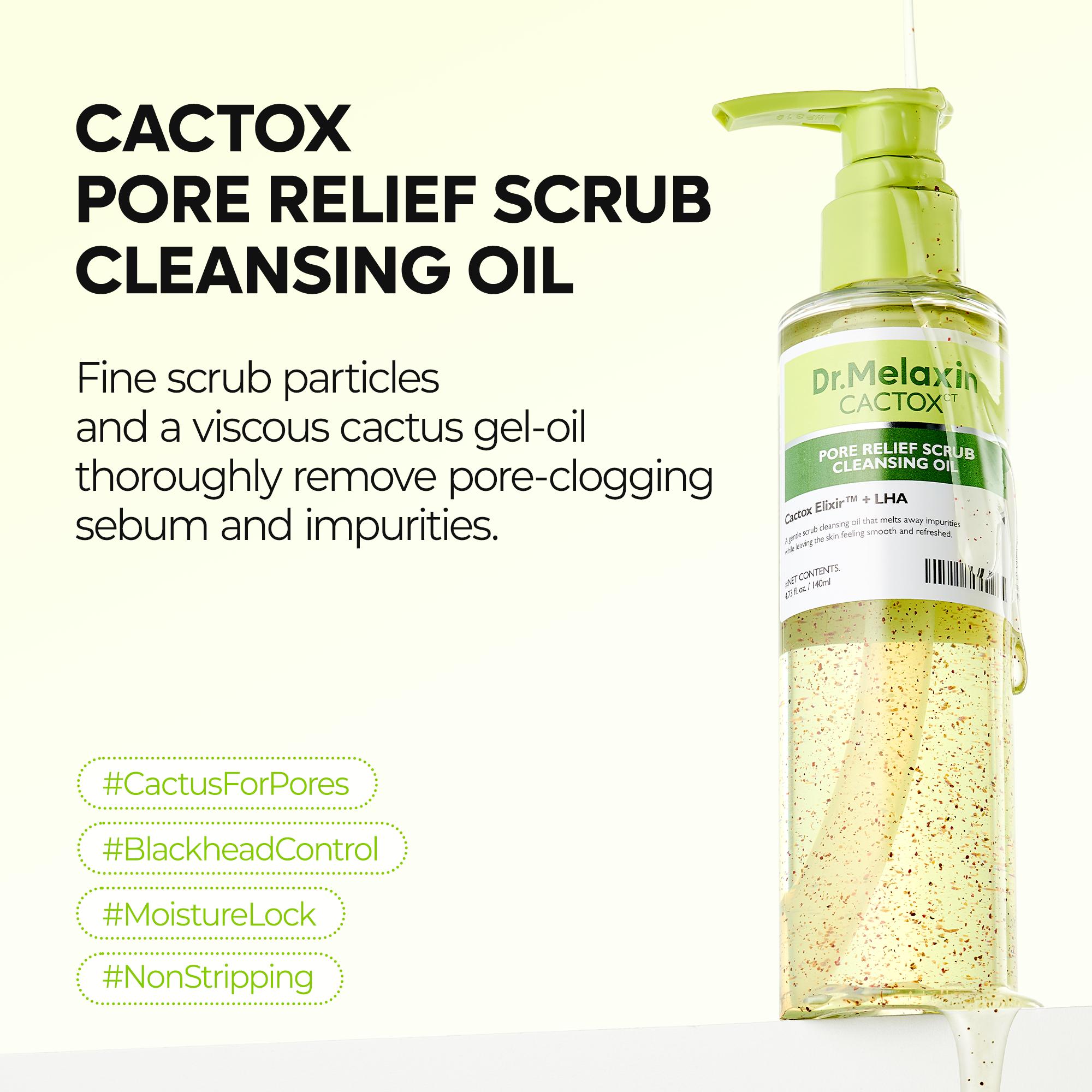 [Dr.Melaxin Official] CACTOX Pore Relief Scrub Cleansing Oil, Blackhead Removal & Deep Pore Cleansing, Non-Stripping Cactus Gel-Oil