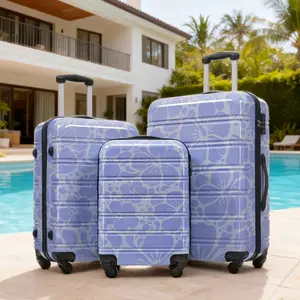 Luggage Sets 3 Piece, Hardside Suitcase Set with Spinner Wheels, Lightweight Printing Luggage Carry on,20+24+28 IN,Blue
