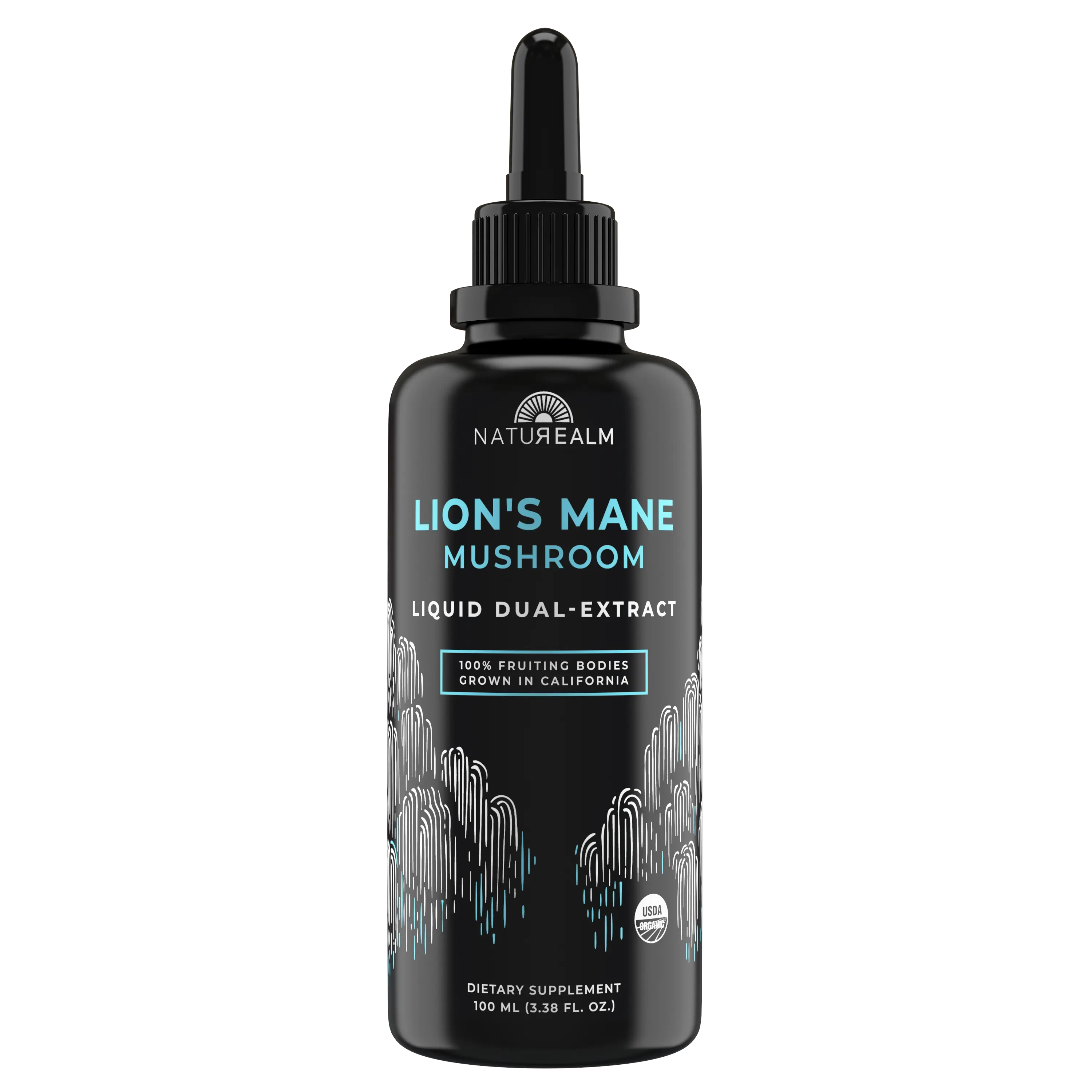 Naturealm Lion's Mane Mushroom Liquid Dual-Extract – Organic Hericium Erinaceus Tincture Drops – 100% Fruiting Body, Filler-Free, Non-GMO Vegan – 1.7 fl oz