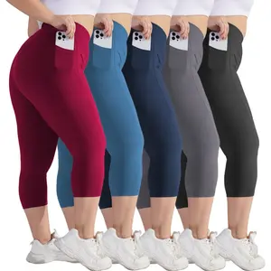 Plus Size Capri Yoga Pants For Women Tummy Control High Waisted Leggings Black Yoga Pants For Women Gym Leggings