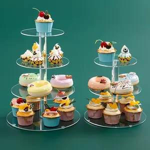 DEZZER Cupcake Stand Four-Layer Food-Grade Acrylic Material Snack Tower Friend Party Cake Display Stand Large-Capacity Party Decoration Supplies Organiser Racks for Weddings Ornaments