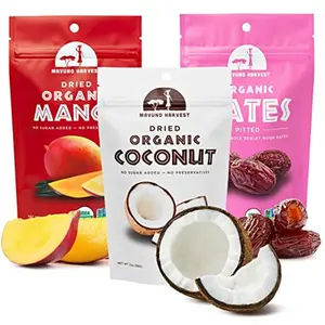 Mavuno Harvest Organic Dried Fruit Variety Pack | Dried Mango, Coconut, and Dates | Healthy, Vegan, No Sugar Added, Non GMO Snacks for Kids & Adults | 2 Ounce, Pack of 3