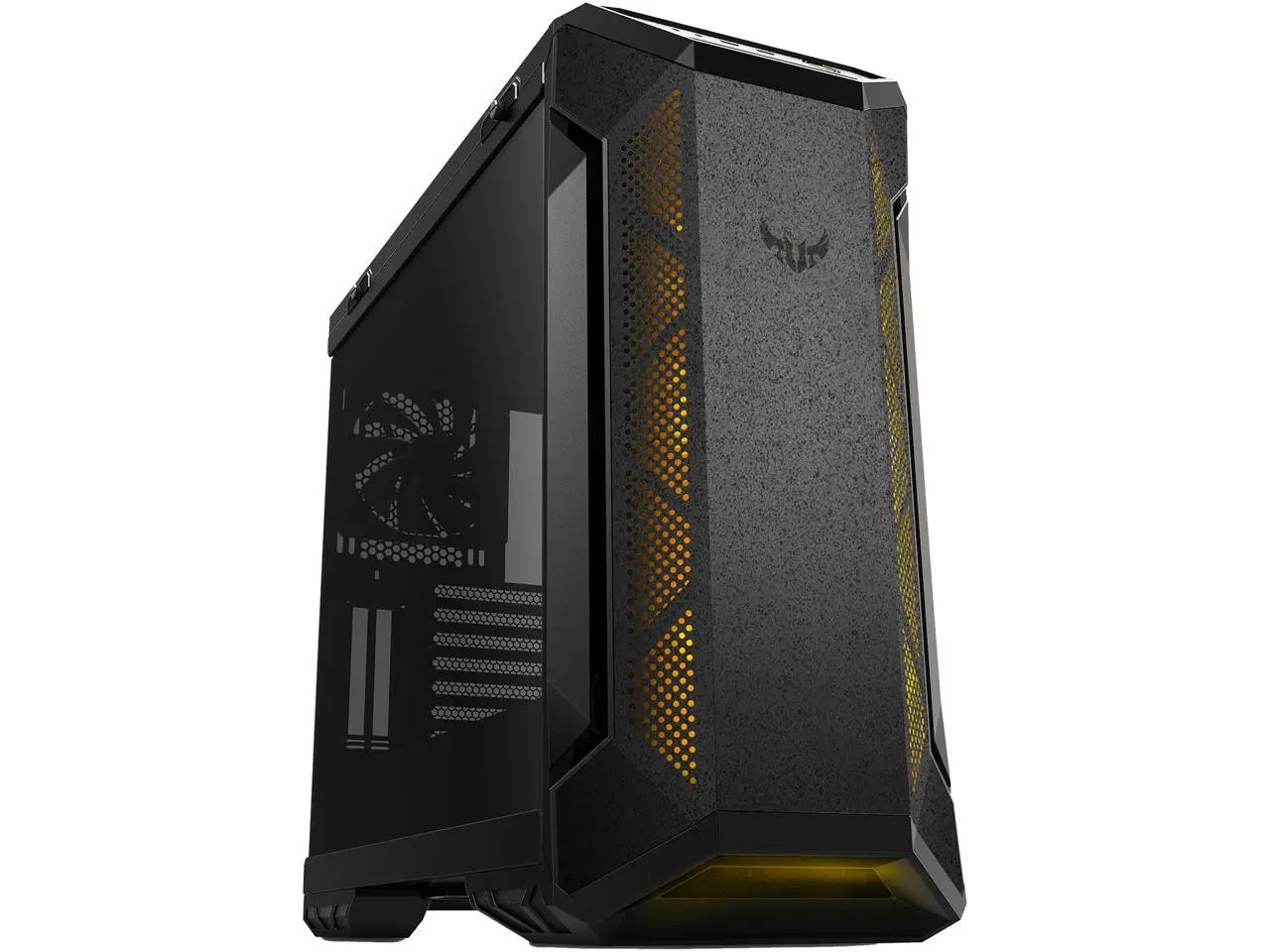 ASUS TUF Gaming GT501 Mid-Tower Computer Case for up to EATX Motherboards with USB 3.0 Front Panel, Smoked Tempered Glass, Steel Construction, and Four Case Fans (GT501 TUF GAMING CASE/GRY/WITH HANDL)