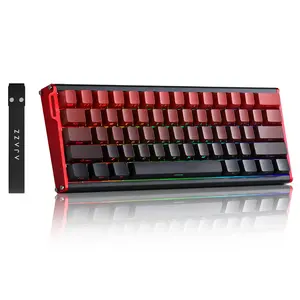 AJAZZ ALUX60 Red Gaming Computer Keyboard Wired, Hall Effect Magnetic Switch Aluminum Mechanical Keyboard, 8K Polling Rate, 0.125ms Ultra-Low Latency, 128K Scan Rate, Side Printed PBT Keycaps, RGB Backlit