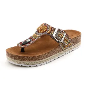 Women's Flat Platform Rhinestone Decorated Boho Sandals Fancy Trendy Casual Comfortable Breathable Strap Summer Lightweight Outdoor Beach Party Footwear sandals women sandalias de mujeres Flatform