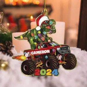 Custom Dinosaur Ornaments With Christmas Light, Dinosaur Christmas Tree Decor, Gift For Dinosaur Lover, Kids Christmas Ornament (Please note the name or image you want to customize or send it to me via message)