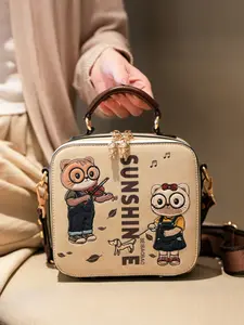 Fashionable Bear Shoulder Bag, High-Quality Handbag, Casual Crossbody Backpack, Multi-Layer Box Bag, Simple Large Capacity Women's Bag, Crossbody Handheld Bag