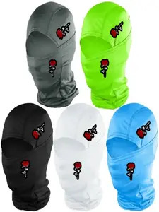 Full Face Balaclava with Rose Embroidery, Suitable for Cycling Hiking Running, Fashionable Streetwear Accessories, Unique Floral Design