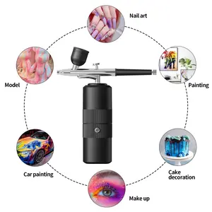Airbrush Kit with Compressor Rechargeable Cordless Air Brush Set Handheld Airbrush Gun Machine Portable Airbrush for Nails Art Cake Decoration Painting etc
