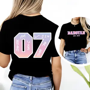 100% pure cotton casual T-shirt, designed by the 7 members of the boy band. Suitable for summer wear. It's a great gift for concert fans. Global Tour