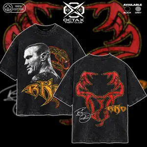 [Octa-X] Randy Orton RKO Vintage Washed T-Shirt – WWE Viper Snake Logo Graphic Tee, Apex Predator Wrestling Shirt, RK Bro Legend Merch, Acid Wash Oversized Streetwear, 90s Retro Wrestler Fan Tee, Wrestling Event Outfit