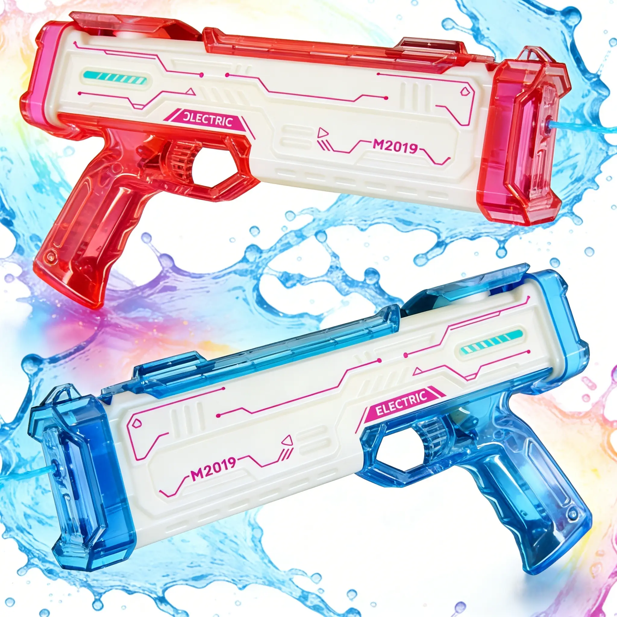 Rechargeable Electric Water Blaster with Colorful LED Lights & Sound Effects, Automatic Summer Water Toy for Pool, Beach and Outdoor Play sohochic
