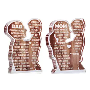 Acrylic Ornament, 2 Counts/set Letter Pattern Desktop Decoration, Birthday Gift for Parents, Home Decor for Living Room Bedroom