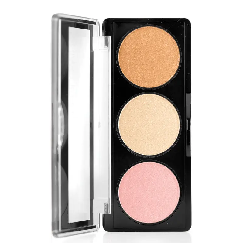 Palladio I'm Glowing Illuminating Highlighter Palette - 4.5g Nourishing Pressed Powder Cosmetic Set with Brush, Flawless Blendable High-Pigmented Titanium Bronze Shimmer, Ginkgo Biloba-Infused for Hydration & Radiant Looks (Adults, Non-Irritating)
