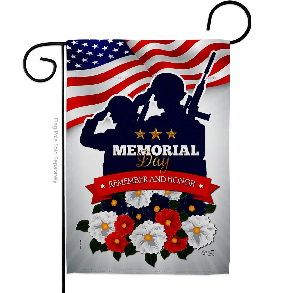212 MAIN Angeleno Heritage G135499-BO 13 x 18.5 in Decorative Weatherproof Double-Sided Patriotic Memorial Day Vertical Garden Flag, Outdoor Decor for Remembrance of Fallen Americans, House Banner Gift