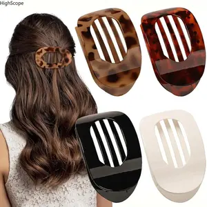 4 Pack Flat Claw Hair Clips - Strong Hold for Thick & Thin Hair, Minimalist Solid Color Accessories