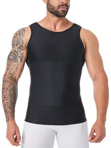 Men's Solid Color Compression Shaper Top, High-Stretch Tummy-Control Shapewear Tank Top for Men
