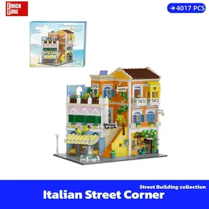 [BrickLORE](SHIP FREE)Italian Street Corner Modular Buildings Street Building collection 4017 Pieces With GIFT Box