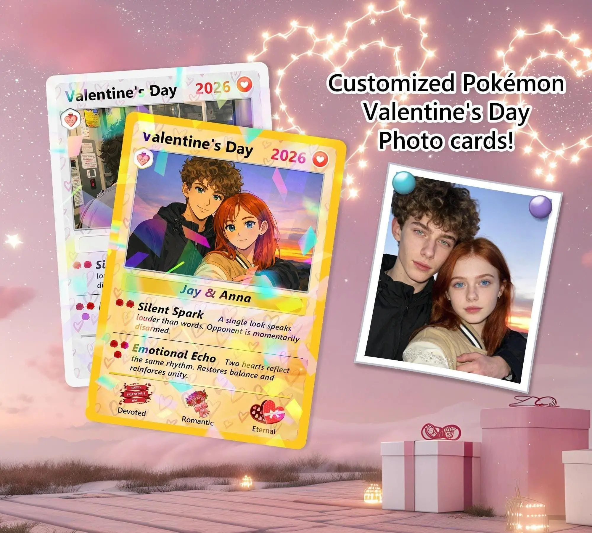 pokemon card couple Personalized PKM Anniversary Card, Anime Wedding Card, Custom Couple P
