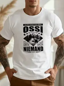 Vintage Ossi Spruch Grafik T-Shirt Lustiger Ostdeutschland Statement Crewneck Kurzarm Baumwolle Freizeit Streetwear Tee