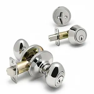 Somerset Polished Chrome Entry Knob with Matching Single Cylinder Deadbolt Combo Pack