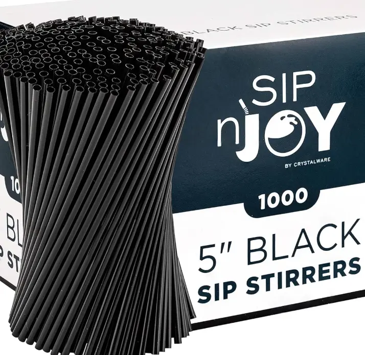 Coffee Stirrers Sticks, Disposable Plastic Drink Stirrer Sticks, 1000 Stirrers, Use It As A Coffee Straws Or A Cocktail Mixers (Black, 5-Inch (Pack of 1)