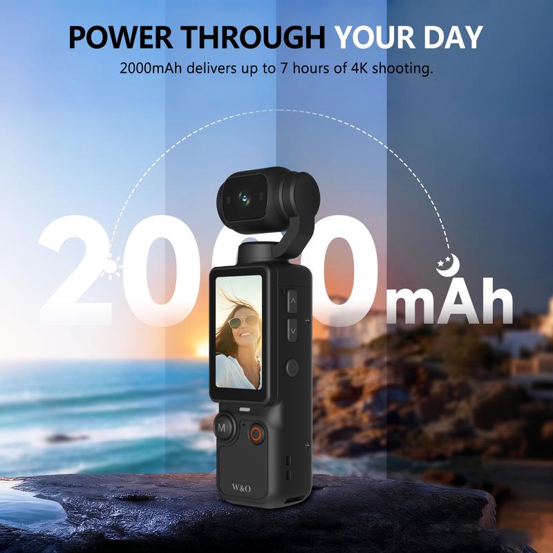 【Christmas Gift】W&O Portable Vlogging Camera with 180° Rotating Lens, 2.5K/120fps Videos, Pocket Video Camera for Photography, Digital Camera for Meeting and Daily Use with 32GB SD Card,  Ideal Gift for Girls, Boys, and Beginners, Birthday Christmas Gift