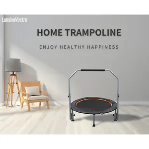 40/48'' Foldable mini trampoline max load 330lbs fitness rebounder with adjustable foam handle exercise trampoline fr adults indoor garden workout