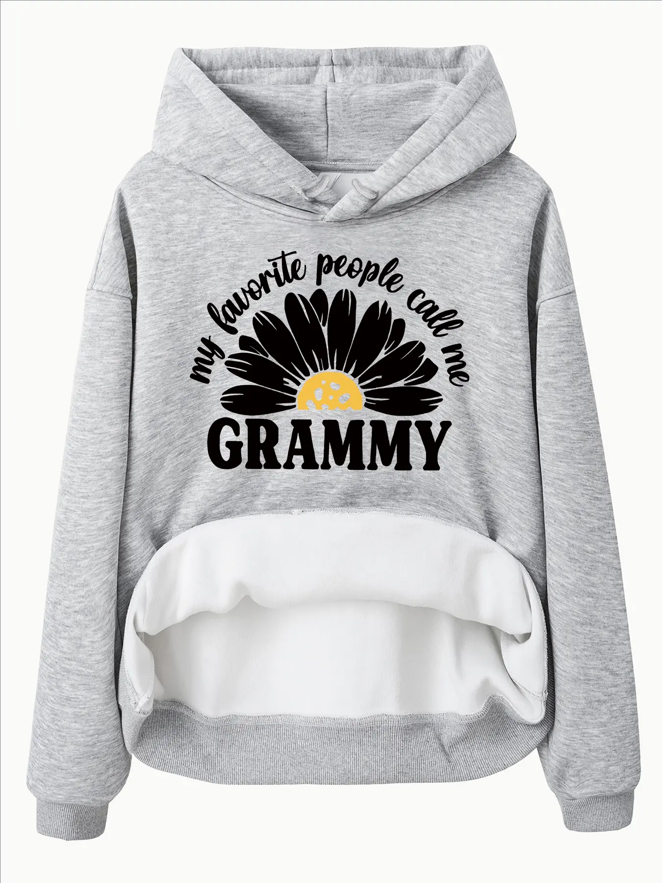 Women's Casual Daisy Print Fleece Hoodie with Front Pocket, Comfortable Winter Pullover, Fall & Winter Wear