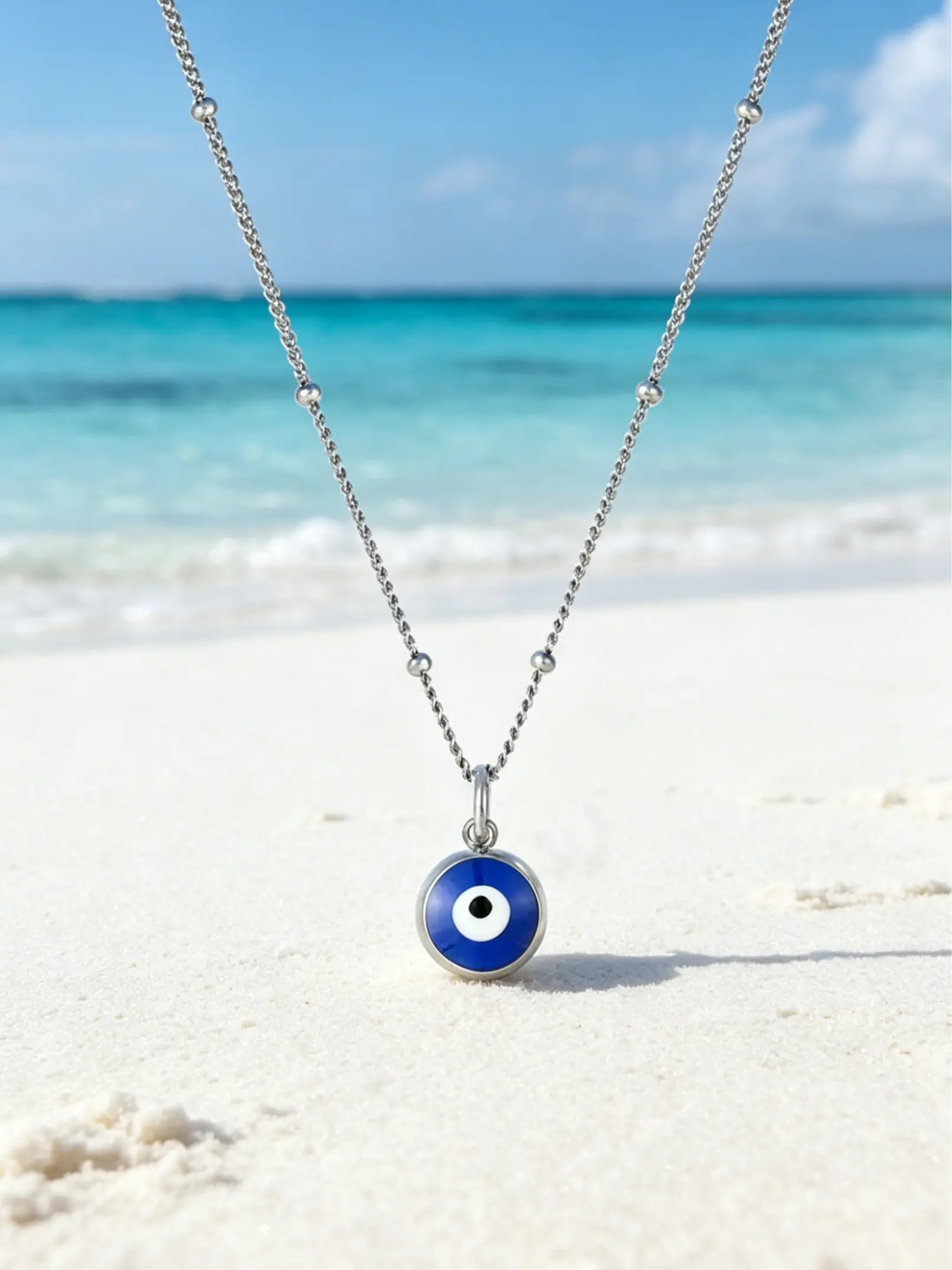 Stainless Steel Waterproof Enamel Blue Eye Evil Eye Necklace, Eye Pendant Necklace, Small Size, Not Fading, Suitable for Women Daily Wear, Trendy Jewelry, Minimalist Chain Necklaces