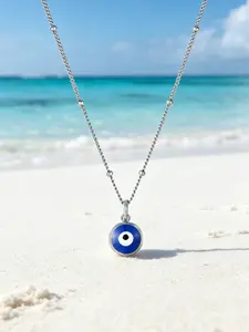 Stainless Steel Waterproof Enamel Blue Eye Evil Eye Necklace, Small Size, Not Fading, Suitable for Women Daily Wear, Trendy Jewelry, Minimalist Chain Necklaces