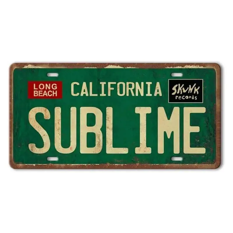 Vintage Metal Tin Sign Long Beach California Sublime Poster Grunge Hippie Room Decor Rock Band Posters Sublime Tapestry Funny Street Signs For Bedroom Wall Aesthetic 90s Bathroom Sign Room Decorations 12 X 6 Inch