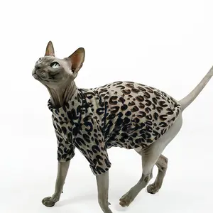 Leopard Print Cat Bodysuit for Sphynx & Devon Rex - Lightweight Thermal Loungewear with Climate Control, Trendy Feline Fashion
