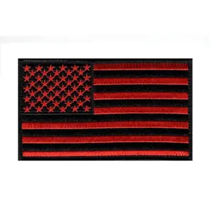 American Flag Patch [Hook Fastener -5.0 X 3.0 inch - Red/Blk]