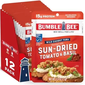Bumble Bee Lemon & Pepper Seasoned Tuna, 2.5 oz Pouches (Pack of 12) - Ready to Eat - Wild Caught Tuna Packet - 17g Protein per Serving - Gluten Free