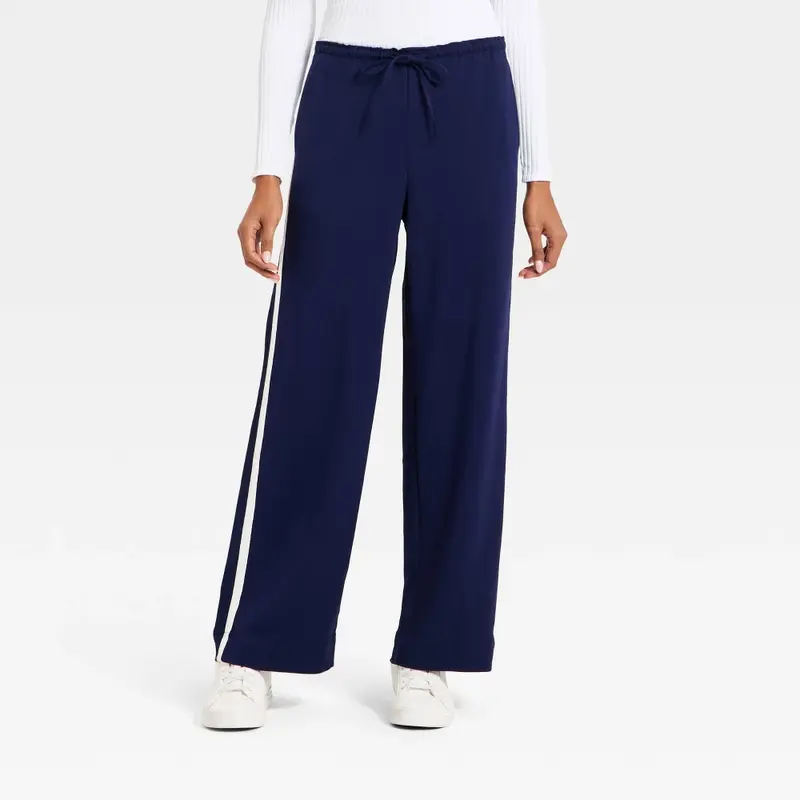 Women's Effortless Pull-On Bottom Pants - A New Day, Elastic Waist, Drawstring Closure, Pockets Design, Stylish Fit