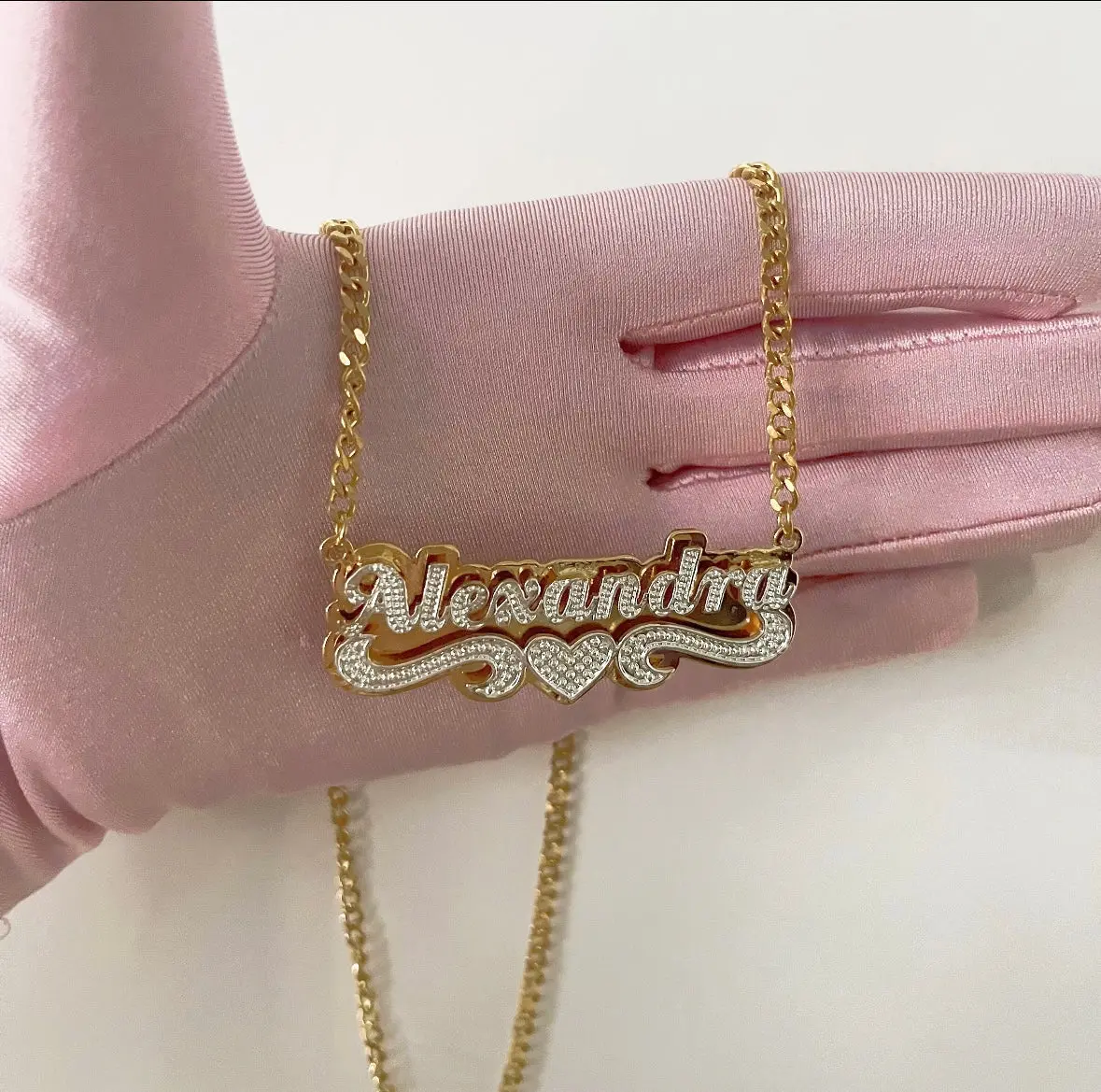 2Tone Custom Name 3D Cuban Chain