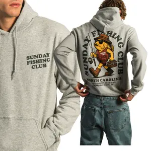 Sunday Fishing Club Hoodie – Southern Fishing Graphic Hoodie for Men, Blue Collar Boyfriend Gift, Outdoor Fisherman Streetwear